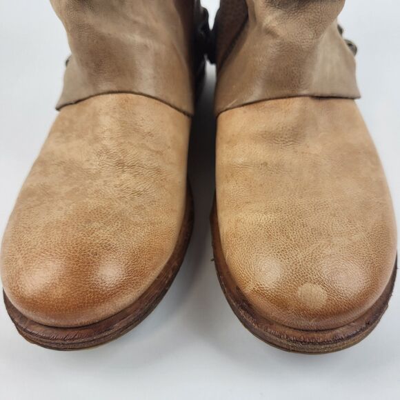 AS 98 Airstep Buckle Slouch Ankle Boots Leather Red Tan Boho Size 38 EU - Picture 8 of 14